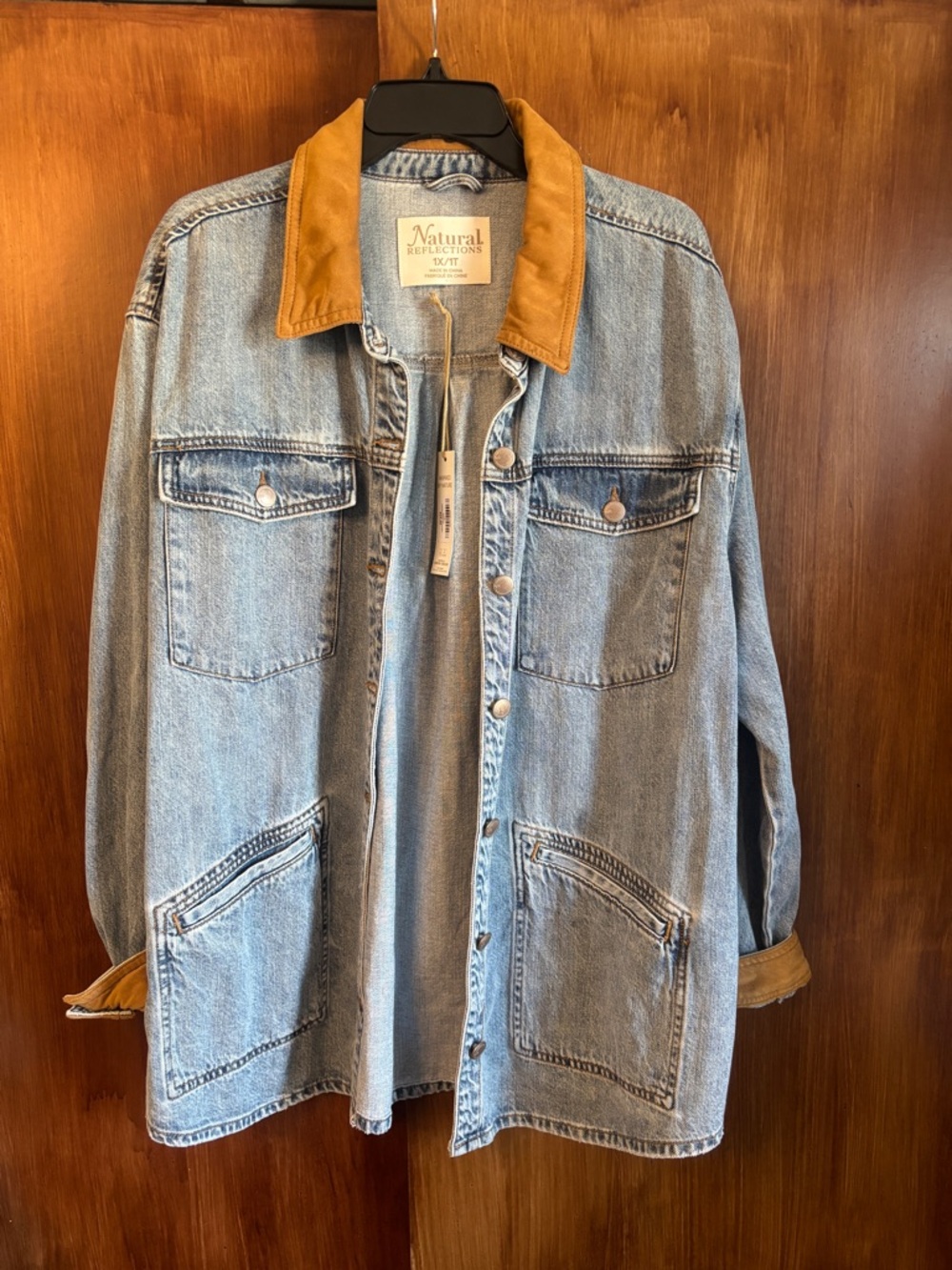 NWT Natural Reflections Denim Barn Chore Button-Down Shirt Jacket | Women’s 1X - Picture 6 of 15